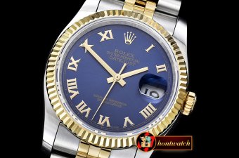 Rolex Datejust DJ 36mm Jub Flt YG/SS Blue Rmn BP A3135 Mod