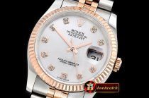 Rolex Datejust Man DJ 36mm Jub Flt RG/SS White MOP Diams BP A313