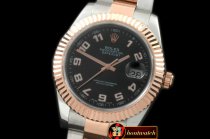 R2DJ0188K - SS/RG Oyster Fluted Black Num Asian Eta 2836-2
