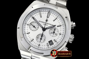 VACH. CONSTANTINE Overseas Chronograph SS/SS White Asia 7750 Mod 5200