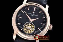 VACH. CONSTANTINE Patrimony Tourbillon RG/LE Black Asia 21J Faux