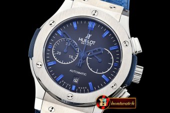 Hublot Fusion Bang 45mm Chrono SS/RU Blk/Blue A7750 Secs@3
