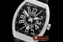 Franck Muller Vanguard Mens V45 Diams SS/LE/RU Black Diam ABF A2824