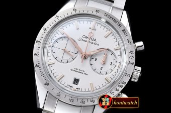 Omega SpeedMaster 57 SS/SS Wht/RG JHF Asia 7750 Mod 9300