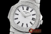 Patek Philippe Nautilus Mens 40mm Diams SS/SS White Sticks MY9015 Mod