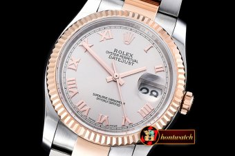 Rolex Datejust DJ 36mm Oyst Flt RG/SS Light Grey Rmn BP A3135 Mo