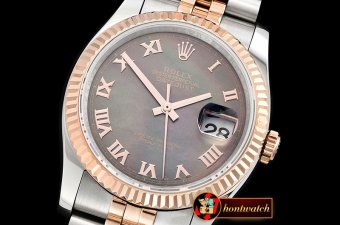 Rolex Datejust Man DJ 36mm Jub Flt RG/SS Black MOP Roman BP A313