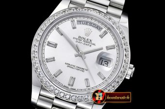 Rolex DayDate 228206 SS/SS Silv Wht Diam BP Swiss 2836