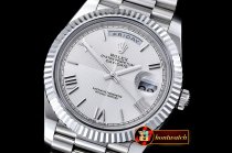 RDD0202F - DayDate 40mm SS/SS White Roman Fluted Noob A3255 Mod