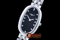 Longines Elegance Ladies SS/SS Black TWF Swiss Qtz