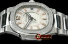 PP0179C - Nautilus 7010 Midsize 32mm SS White Diams - Swiss Qtz