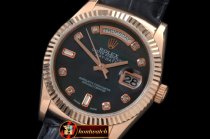 Replica Rolex DayDate Fluted M-Black Diam RG/LE Asian 2813