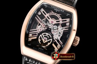 Franck Muller Vanguard Tourbillon Skeleton RG/LE/RU Blk Asia 23J