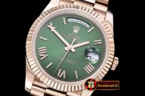Rolex DayDate 40mm Flt RG/RG Green Roman Noob A3255 Mod