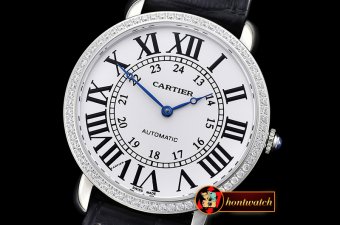 Replica Cartier Ronde Louis Cartier No Date SS/LE Diams White As