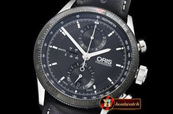 Oris Calobra Chronograph Ltd Ed PVD/SS/LE Blk Jap Qtz