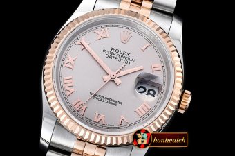 Rolex Datejust DJ 36mm Jub Flt RG/SS Light Grey Rmn BP A3135 Mod