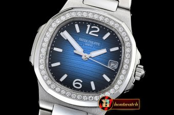 Patek Philippe Nautilus 7010 Ladies SS/SS Diams Blue - Swiss Qtz