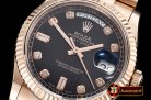 RDD0213A - Daydate 36mm Flt RG/RG Black Diam BP Swiss 2836