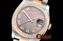 Rolex Datejust DJ 36mm Oyst Flt RG/SS Black MOP Roman BP A3135 M