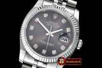 Rolex DateJust Jub Flt SS/SS Dark Grey Diam BP A3135 Mod