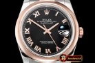 Rolex DateJust 36mm Jub Dome RG/SS Black/Rmn BP A2813