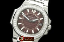 PP0179D - Nautilus 7010 Midsize 32mm SS Brown Diams - Swiss Qtz