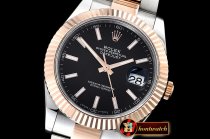 Rolex Datejust DJ2 41mm Oyt Flt RG/SS Black/Stk BP Asia 2813