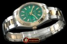 R2DJ0187I - SS/YG Oyster Fluted Green Sticks Asian Eta 2836-2
