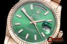 Rolex Daydate 36mm Flt RG/RG Green Thick Stk BP Swiss 2836
