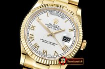 Rolex Daydate 36mm Flt YG/YG White Roman Num BP Swiss 2836