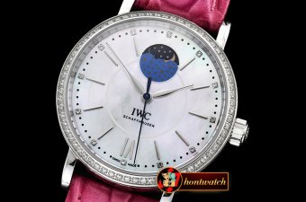 IWC Portofino Automatic Diam Bez SS/LE Wht MOP A2851 Mod