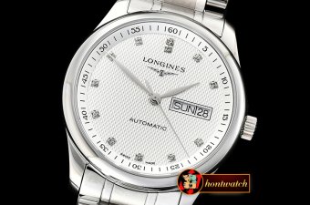 Longines Master Collection DayDate SS/SS LGF White/Diams A2836
