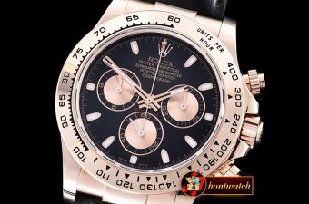 Replica Rolex Daytona 18K RG Wrp RG/LE Blk Stk BP A7750 Mod4130