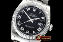 Rolex Datejust DJ 36mm Oyst Flt 904L SS/SS Black Roman ARF A3135 Mod