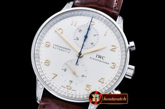 IWC Portuguese Chrono Diam SS/LE Wht/Gold ZF A79350 Mod