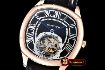 Replica Cartier Drive De Cartier Tourbillon RG/LE Black Tourbill