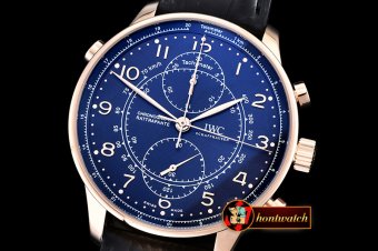 IWC0333B - Portuguese Chronograph Rattrapante RG/LE Blue A7750