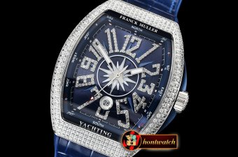 Franck Muller Vanguard Mens V45 Diams SS/LE/RU Blue Diam ABF Asia 2824