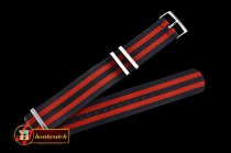 Rolex Black/Red 22mm Top Quality Nylon Strap
