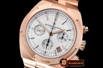 VACH. CONSTANTINE Overseas Chronograph RG/RG White Asia 7750 Mod 5200