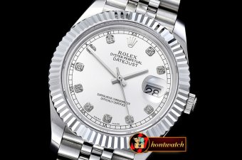 Rolex Datejust II DJ2 41mm Jub Flt SS/SS Silv Wht Diams BP A3235