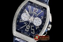 Franck Muller Vanguard Chronograph 44mm Diams SS/LE/RU Blue Asia 7750