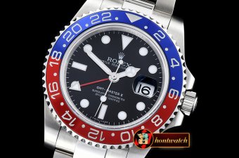Rolex GMT II Red/Blue SS/SS Black BP A3186 Mod