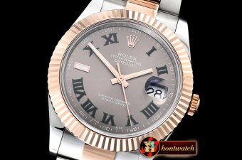 Rolex Datejust DJ2 41mm Oyt Flt RG/SS Grey/Num BP Asia 2813