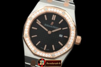 AP0305B - Royal Oak Ladies SS/RG Black S-Qtz