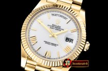 Rolex DayDate 40mm Flt YG/YG Pearl Wht Roman BP Swiss 2836
