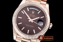 Replica Rolex DayDate 40mm RG/RG 18K Wrp Brown Stks BP Swiss 283