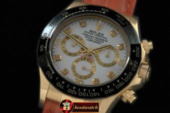 Replica Rolex Daytona 116528 YG/LE Wht Diam A-7750 Sec@6
