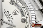 Rolex Daydate 36mm Flt SS/SS Silver Wht Diam BP Swiss 2836